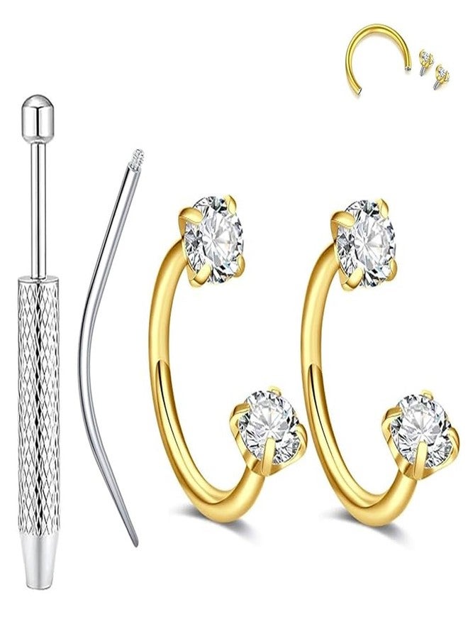 SEEDRILL 16G Horseshoe Nose Septum Rings for Women Men Hypoallergenic Surgical Steel with Gold Plated Eyebrow Septum Lip Labret Helix Tragus Cartilage Daith Rook Conch Earring Piercing Jewelry Sets - Image 1